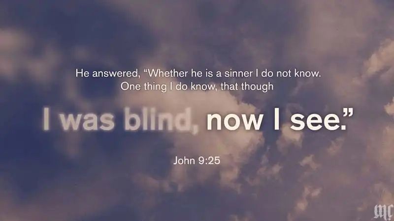 He answered: &lsquo;Whether he is a sinner I do not know. One thing I do know, that though I was blind, now I see. (John 9:25)