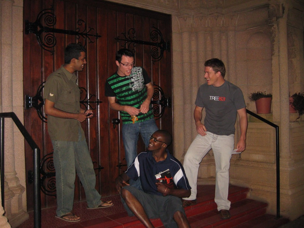 Edward with friends outside Church.